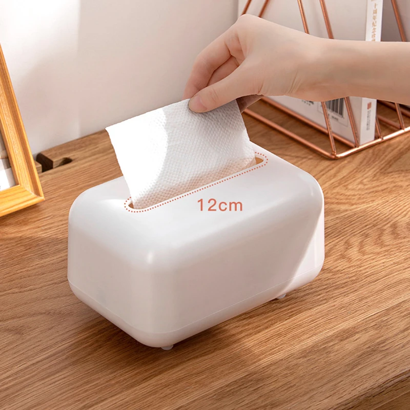 Household simple tissue box Plastic Living room dining room desktop dustproof wet paper towel storage box With cover and spring