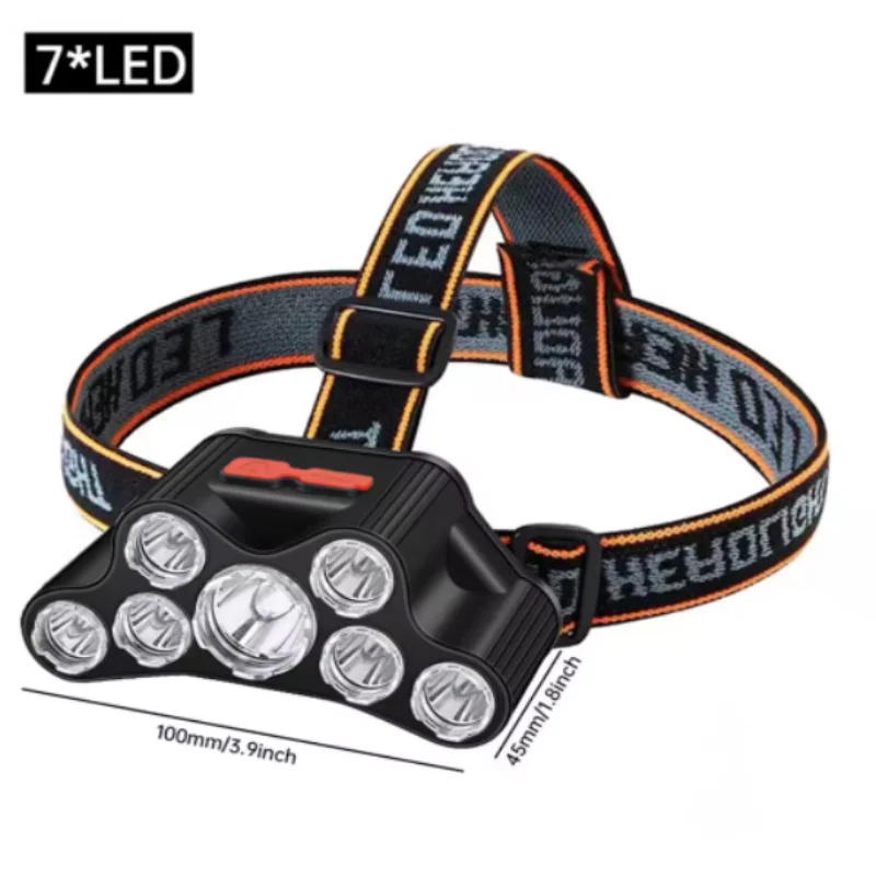 ISURE MARINE 7LED Head Mounted Flashlight Waterproof Outdoor Night Riding Fishing Ultra Bright USB Charging Searchlight