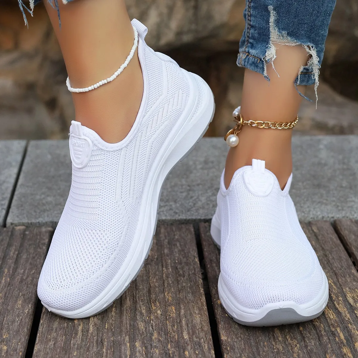 Summer New Mesh Breathable Large Size Casual Shoes for Women Soft Sole Lightweight One Step Single Shoes for Women