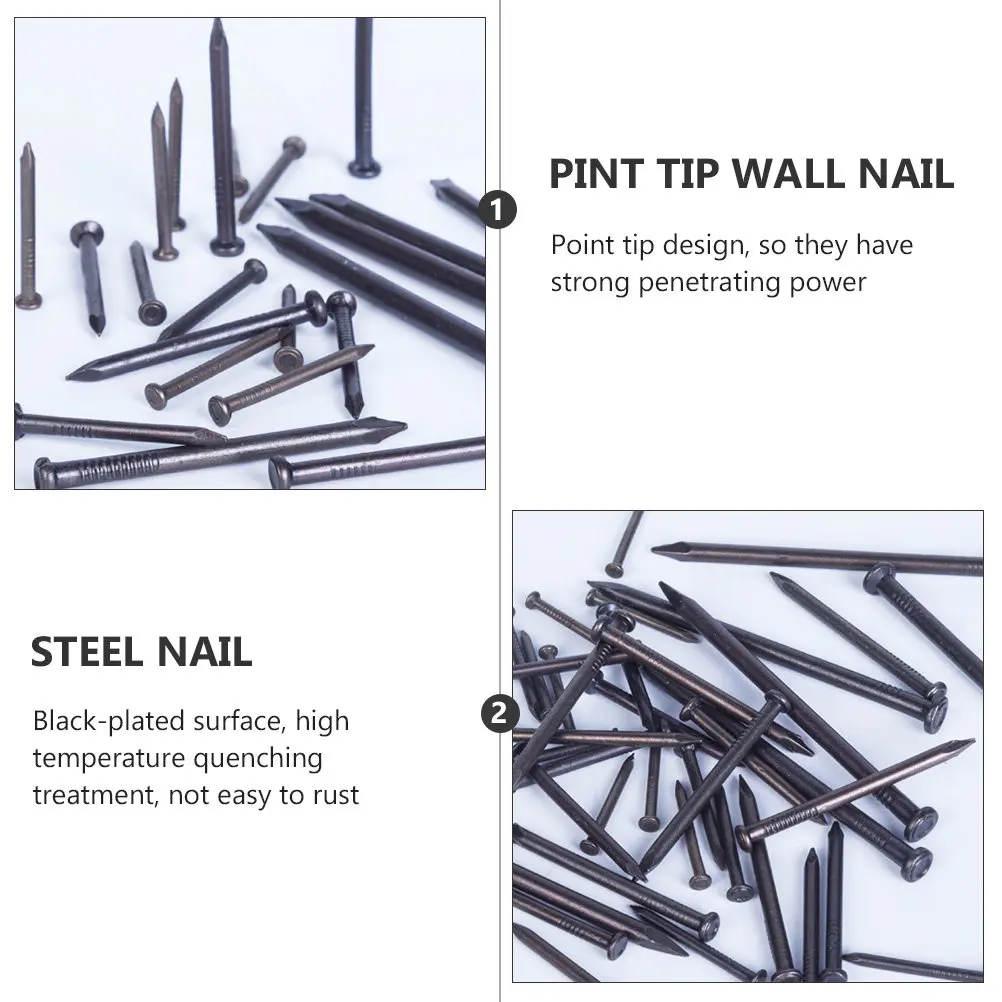 50Pcs Carbon Steel Cement Nails Point Tip Thickened Treatment Wall Steel Nails Concrete Use Black Plated Corrosion Resistant view 3