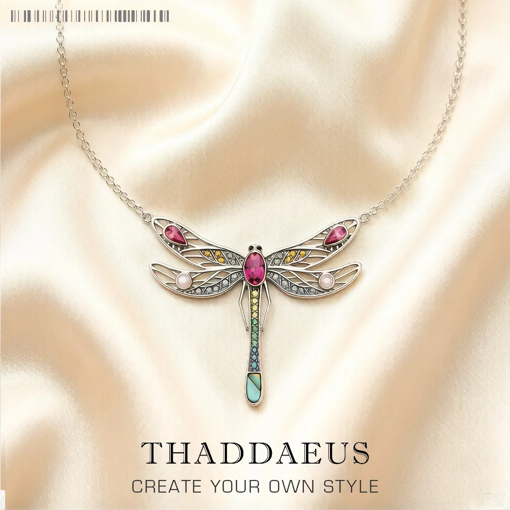 

Necklace Playful Dragonfly New Link Chain Creative Fine Jewelry Europe 925 Stering Silver Bohemia Gift For Women