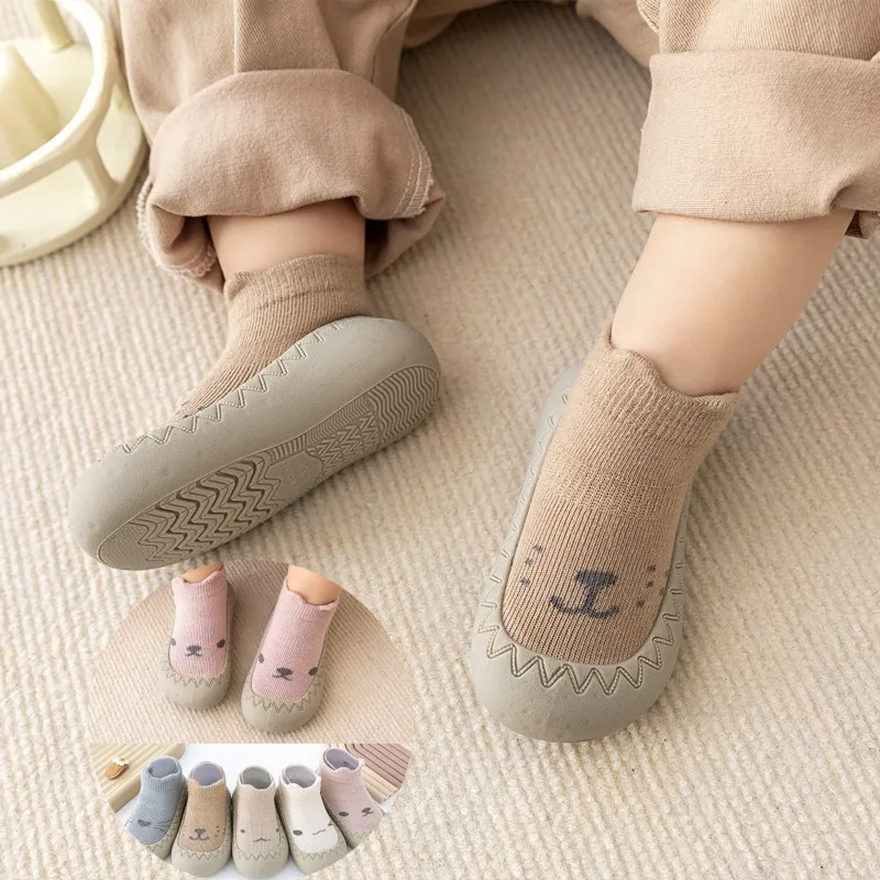 

Cute Cartoon Baby Socks Shoes Infant Boy Girl Shoes Kids Soft Rubber Sole Child Floor Sneaker BeBe Booties Toddler First Walker