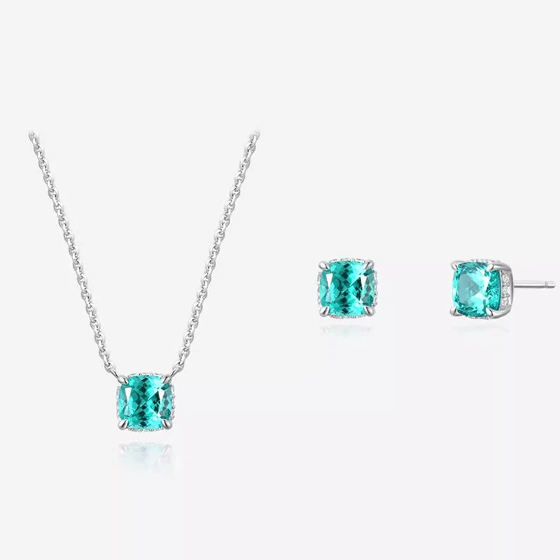 Elegant Party Jewelry Set For Women Sparkling Crystal Green Necklace Fashion Bracelet Charm Ring KOFSAC