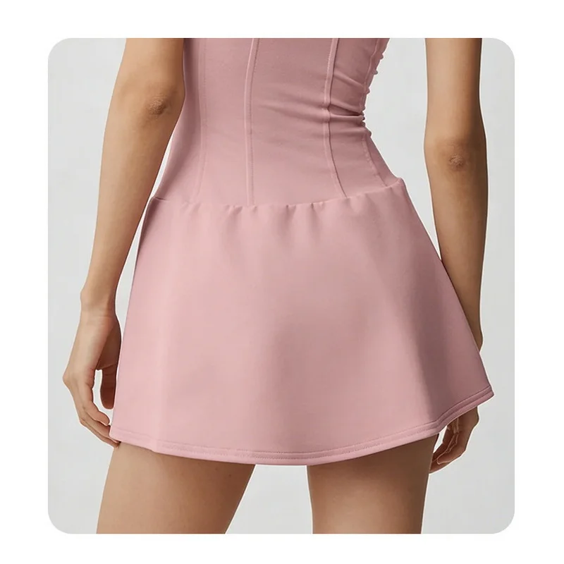 SEEKSUC Women's Dress with Chest Cushion Bottom Shorts Breathable Quick Drying Outdoor Gym Fitness Running Tennis Skirt view 5