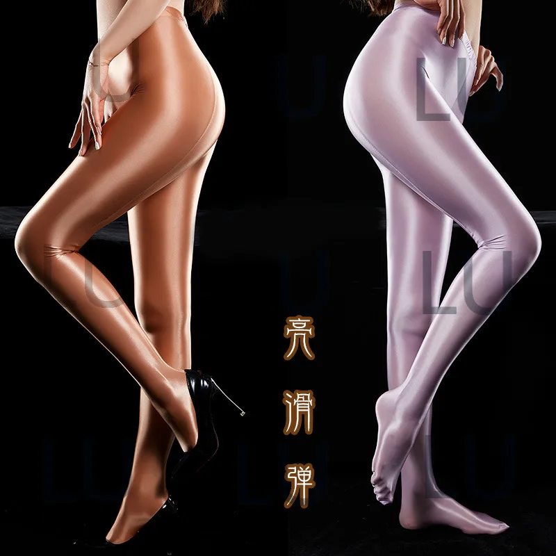 2025 new hosexiu spring and summer new oily luxury glossy leggings thin silky bodybuilding color tights women