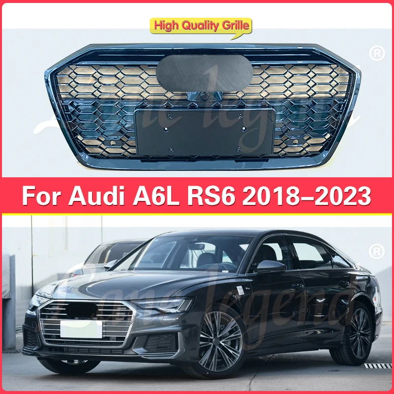 

Glossy Black Radiator Grilles For Audi A6L/S6 A6 2018-2023 Car Front Bumper Grille Centre Styling Upper Grill (Modify RS6 style)