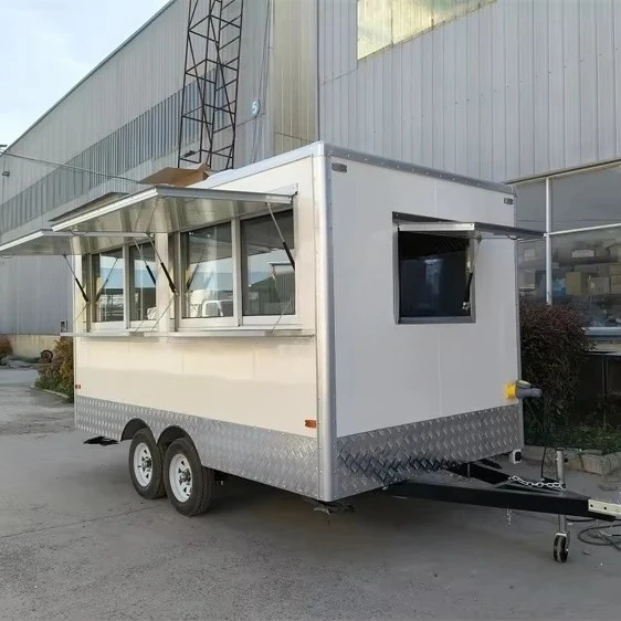 

Customizable 13.1ft Double Axles Street Food Trailer for Snack Foods Made of Durable Fiberglass and Aluminum