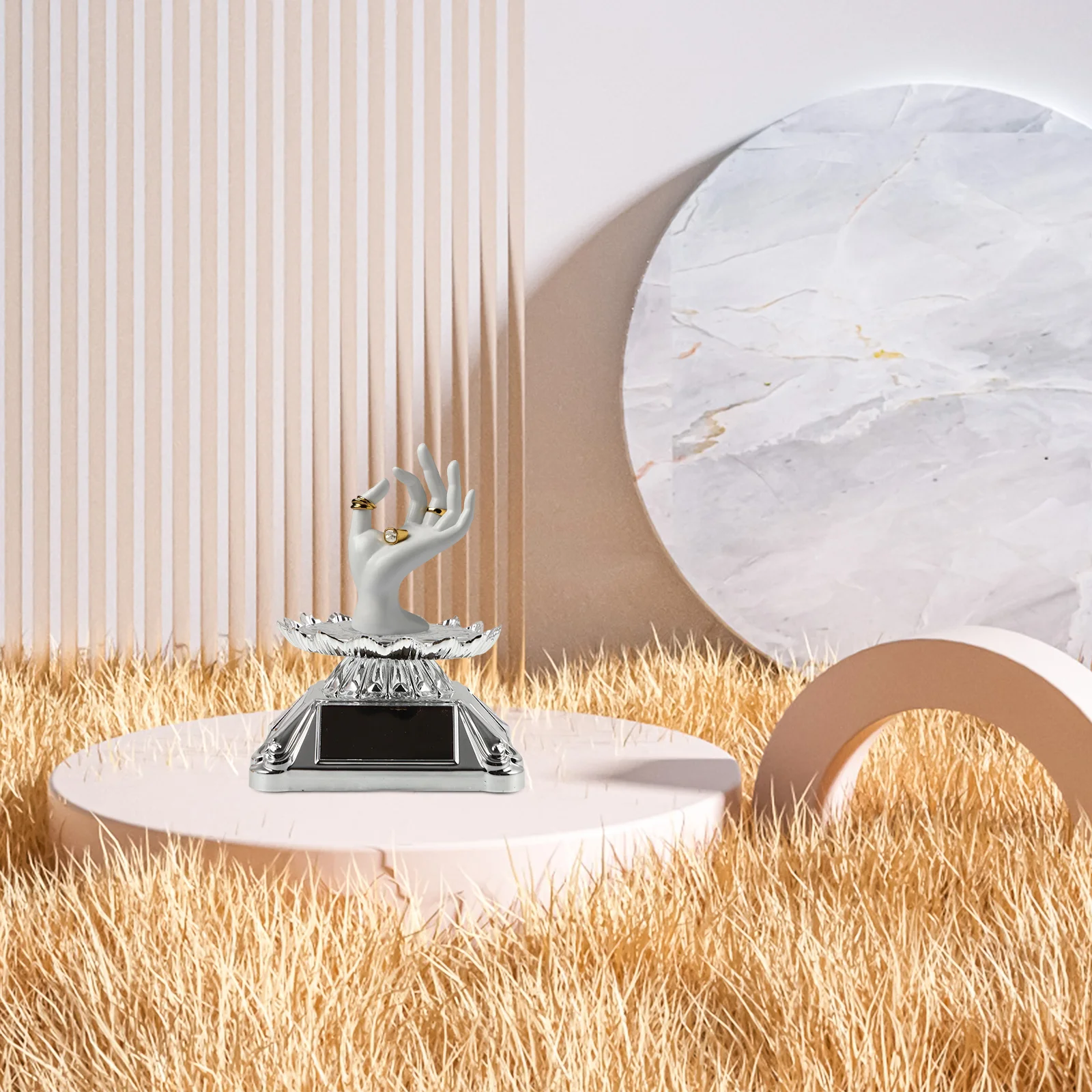 

Solar Rotating Display Stand 360 Degree Automatic Motorized Turntable Led Lights Jewelry Tray Design Quiet Smooth Rotating