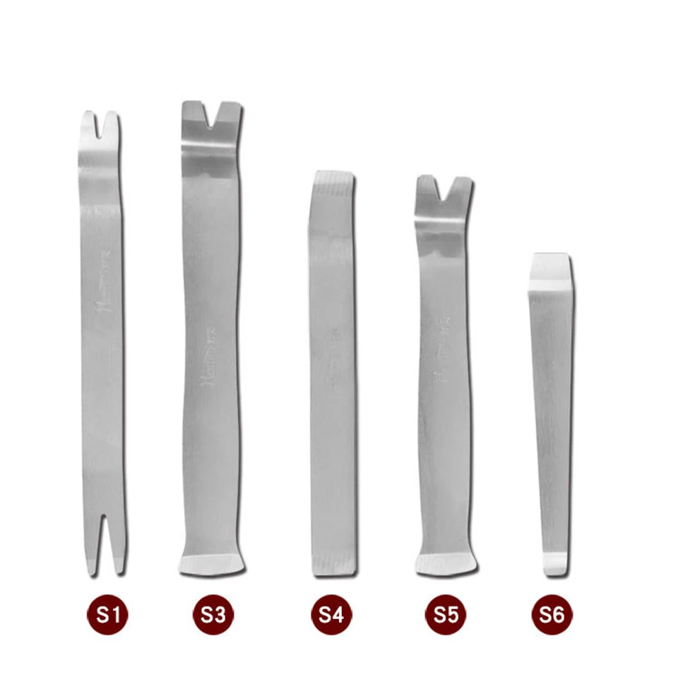 5 Pcs Set Silver Automotive Tools Tone Metal Car Door Clip Panel Audio Stereo Dismantle Pry Tool HM-598A