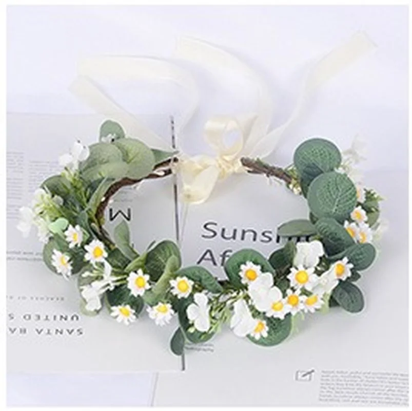 Pink Flowers Crown Festival Headpiece Women Hair Accessories Headdress Girl Baby Crown Floral Garland Wedding Floral Headwear