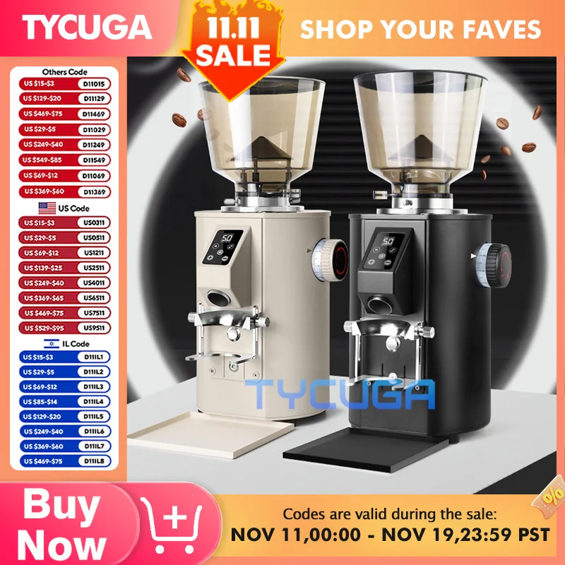 Molinillo de café profesional, molinillo de rebabas eléctrico automático comercial, 350W, para Espresso, modo de taza doble individual ﻿ ﻿ ﻿