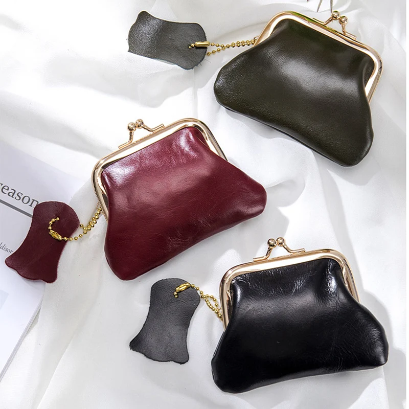 Women Small Coin Purse for Women Genuine Cow Leather Ladies Fashion Card Holder Wallets Small Purses Elegant Bags