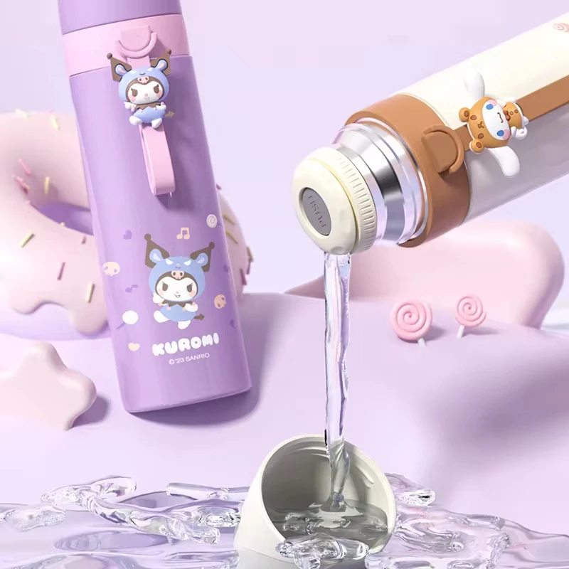 Sanrio Cinnamoroll Isolado Beber Straw Cup, 316 Aço Inoxidável Cup, Garrafa de Água Portátil, Kids Gift, Kuromi Melody, 500ml