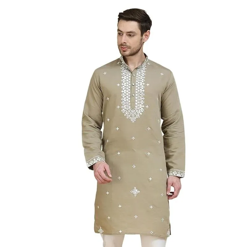 2026 versão do estilo oriente médio muçulmano robe personalidade bronzeado meados de comprimento camisa de manga comprida camisa muçulmana estilo nacional
