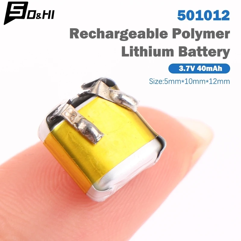 501012 40mAh 3.7V Lithium Polymer Rechargeable Battery Bluetooth Headset i7s i8 i9 i12 Smart Watch MP3 MP4 GPS Toy DIY