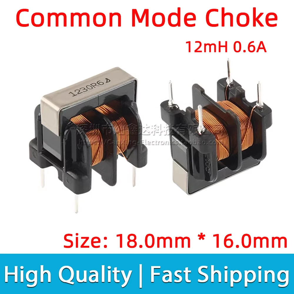 

2pcs 1230R6 UU10.5 Common Mode Choke Power Inductor Inductance 12mH 0.6A Switching Power Supply Signal Line Noise Filter