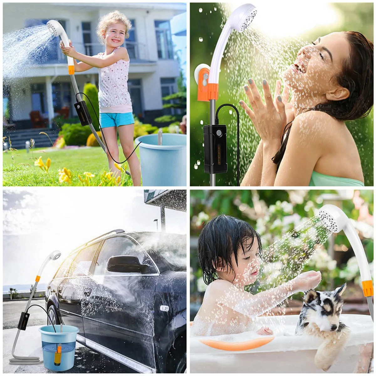 A62X Portable Outdoor Shower Bathing Pump Rechargeable Handheld Electric Shower Camp Shower for Car Hiking Swimming
