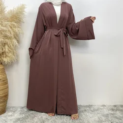 Moda muzułmańska Dubai Abaya długi hidżab sukienki z paskiem Islam odzież Abayas sukienki afrykańskie dla kobiet Kaftan Robe Musulmane M