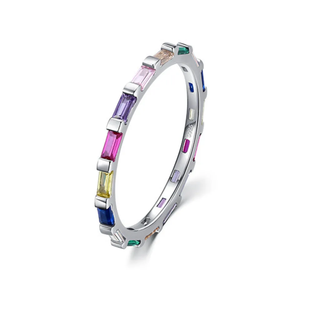 

Кольцо BR из стерлингового серебра 925 пробы, разноцветное, радужное, квадратное, для женщин, минималистичный уникальный дизайн, популярный аксессуар