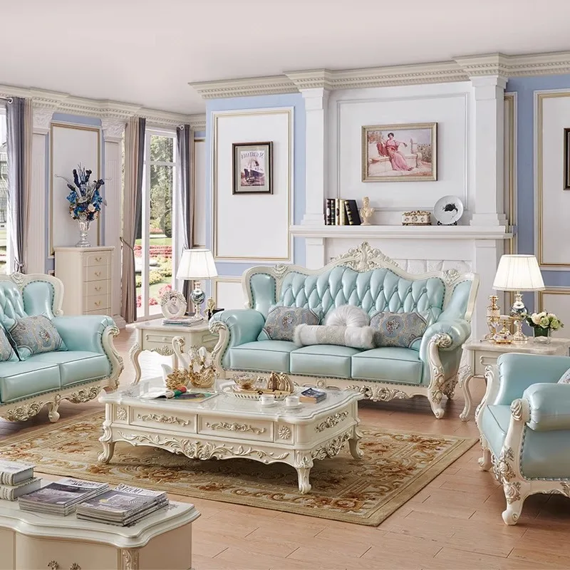 مجموعة أريكة أوروبية لغرفة المعيشة مجموعة فاخرة كاملة