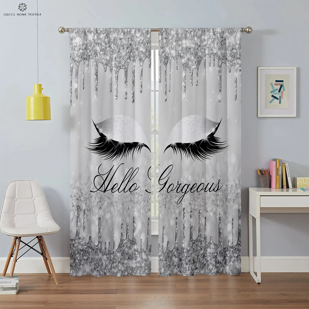 Creative Niche Dreamy Curtains, Colorful Shiny Unicorn Print, Bedroom, Living Room, Kitchen Window Curtains, Can Be Customized