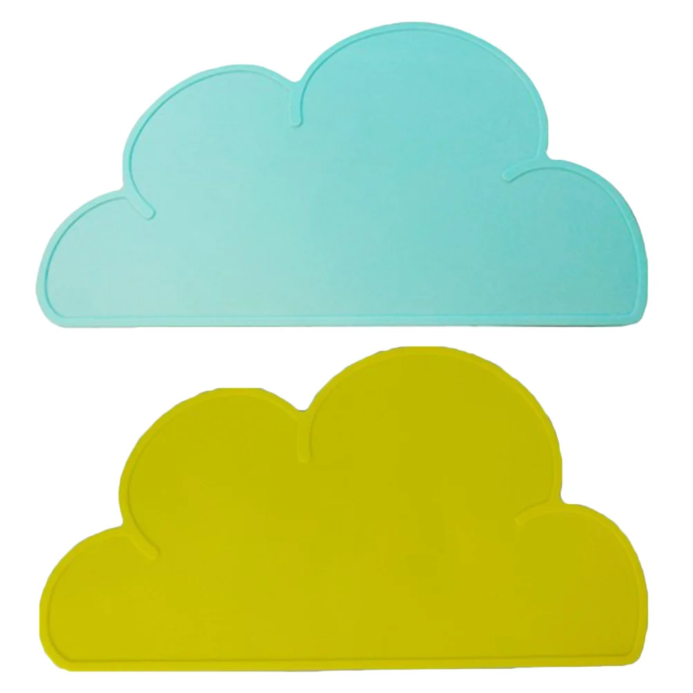 

2 pcs Silicone Cloud Placemats Heat Insulation Bowl Plate Pot Mat Anti-Slip Kitchen Coaster Pet Dining Pad Light Green Yellow