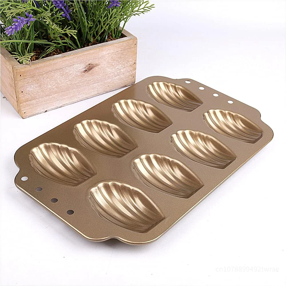 8-Hole Madeleine Tray Molds High Quality Carbon Steel Muffin Cupcake Cookie Cake Pan Non-stick Baking Tray Baking Accessories