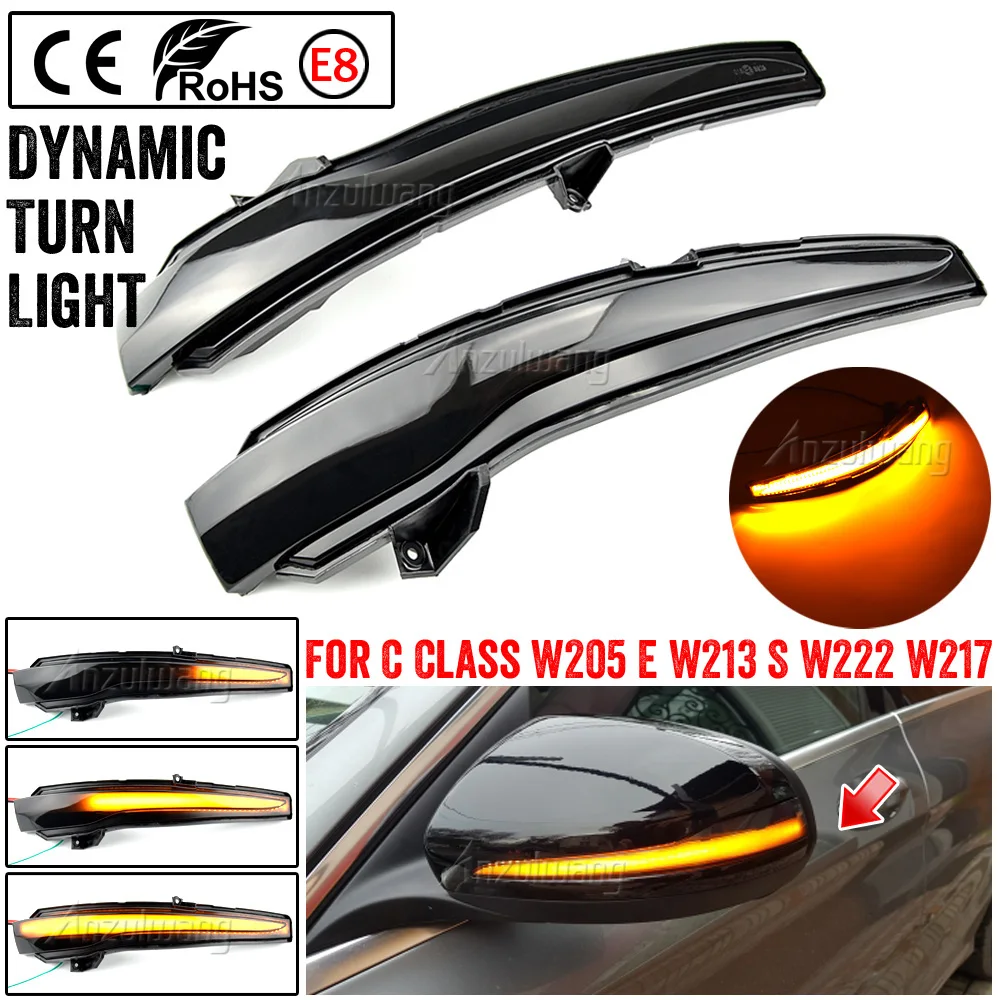 2pcs Dynamic Blinker For Mercedes Benz C E S GLC W205 X253 W213 W222 V Class W447 LED Turn Signal Light Side Mirror Indicator