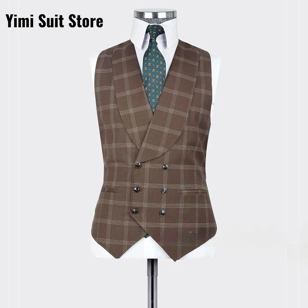 YiMinpwp Abiti da uomo scozzesi 3 pezzi monopetto formale da lavoro sposo festa di nozze abito da sposo giacca + gilet + pantaloni personalizzati