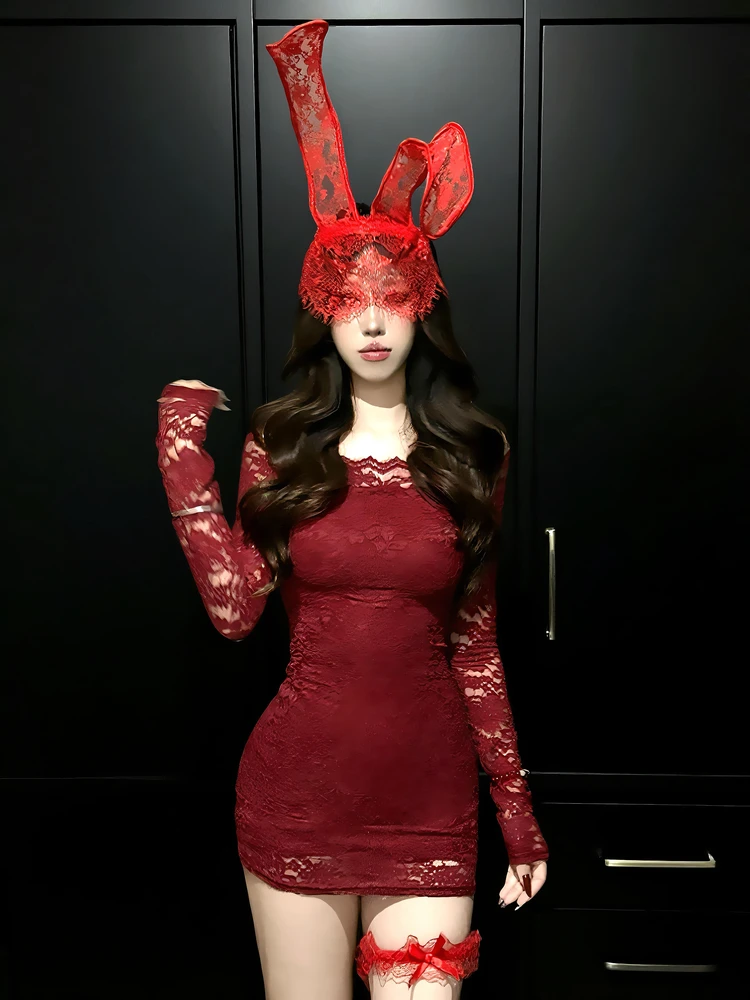 

Хэллоуин Косплей Красный Длинный Све на одно плечо Кружевное облегающее платье Dr Pure Desirable Женское вечернее платье Faion Par KTV