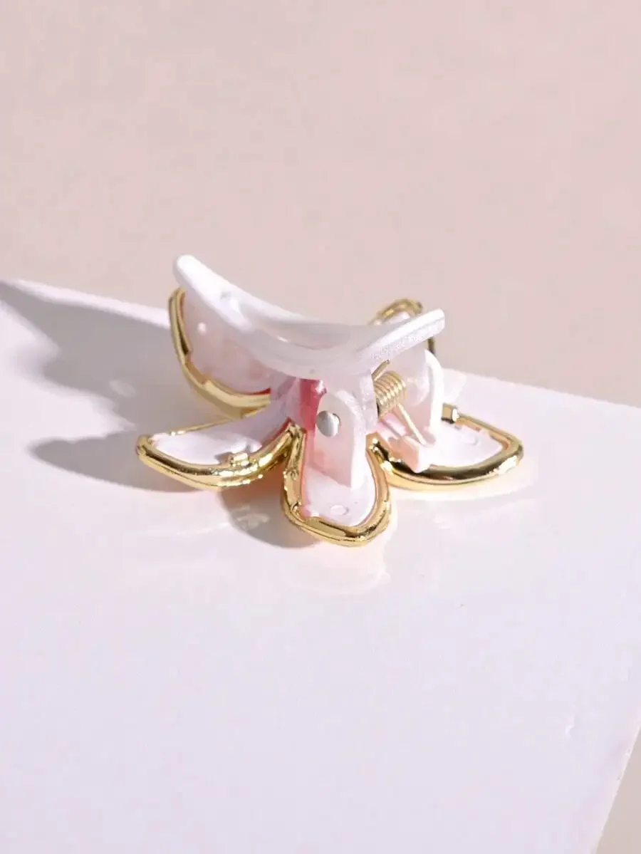 

6pcs Floral Duck Claw Hair Clip For Women, Sweet Side Hairpin, Approx 4cm