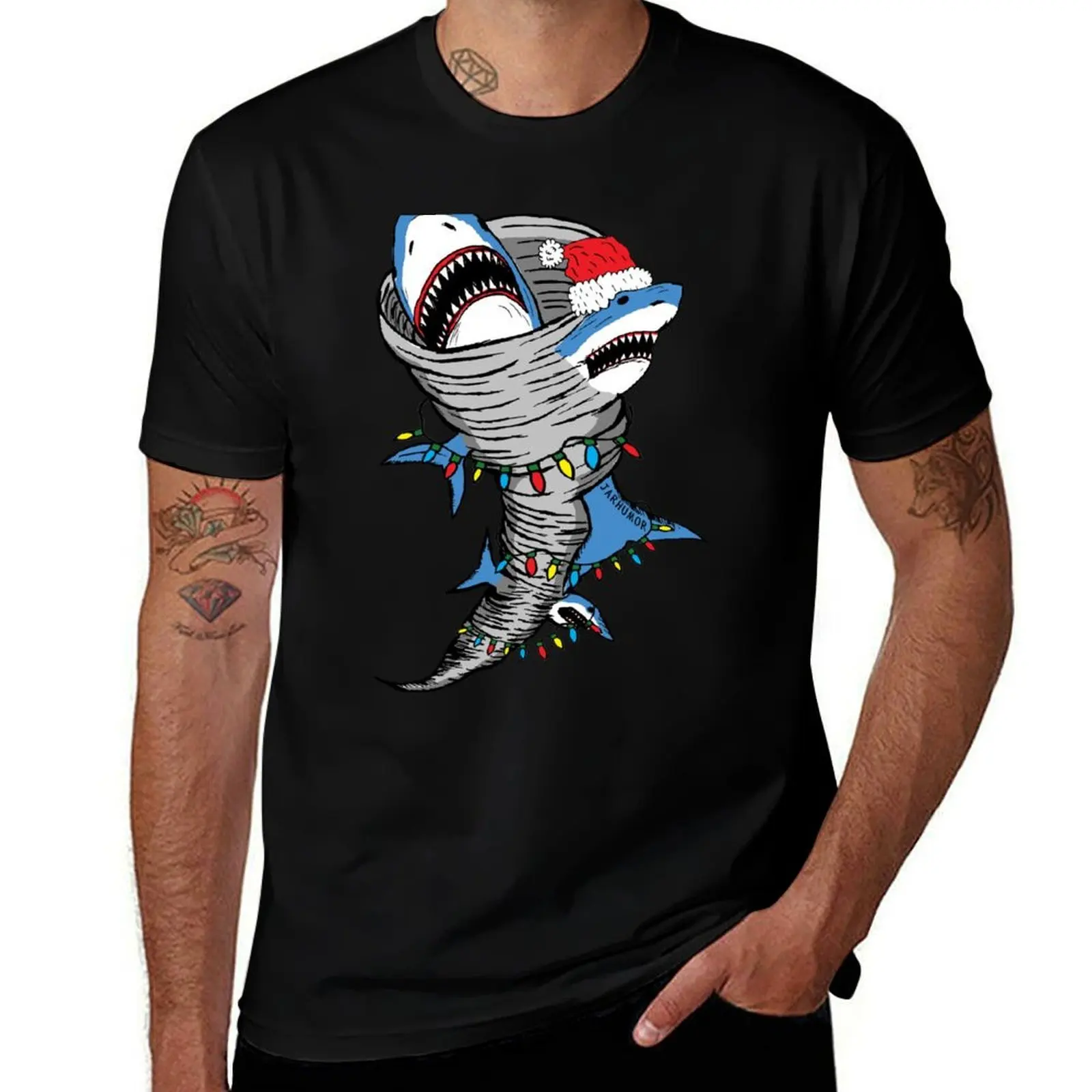 Santa Shark Tornado T-Shirt Casual Daily Outfit T-Shirt