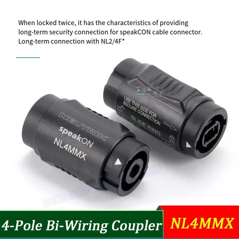Neutrik-Compatible NL4MMX Locking Speaker Connector 4-Pole Bi-Wiring Coupler for Tour-Grade Speaker Cabinets