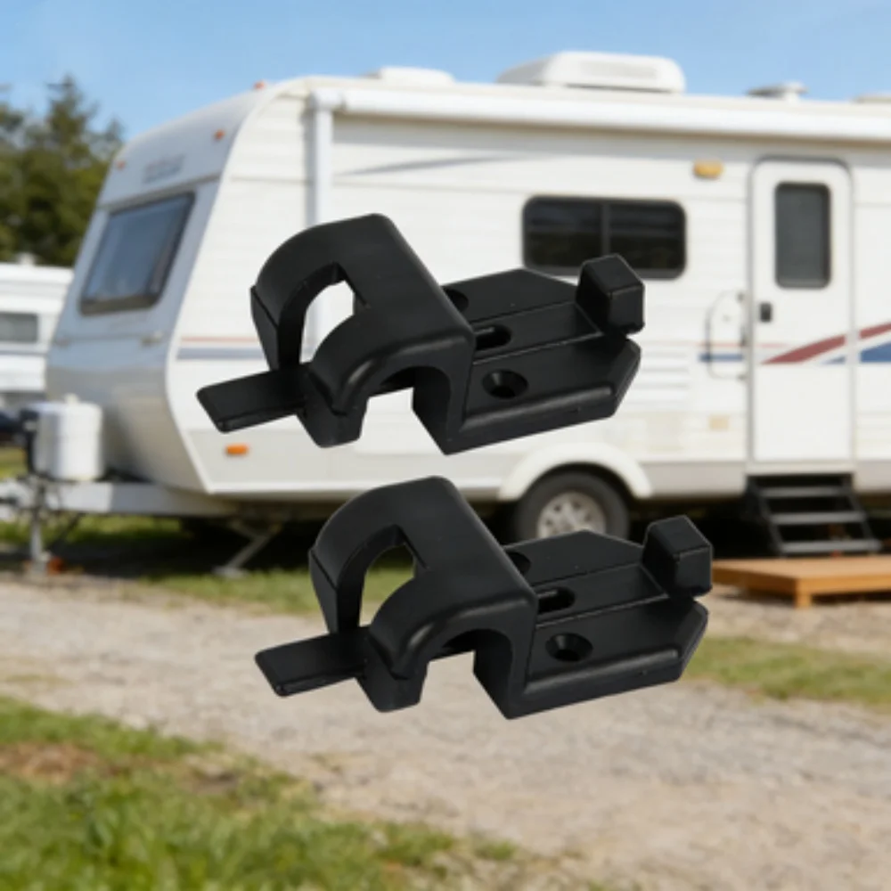 

2x Черные усиленные регулируемые кронштейны для раздвижных столов с защитным фиксатором для автодомов, караванов, кемперов, прочный материал АБС