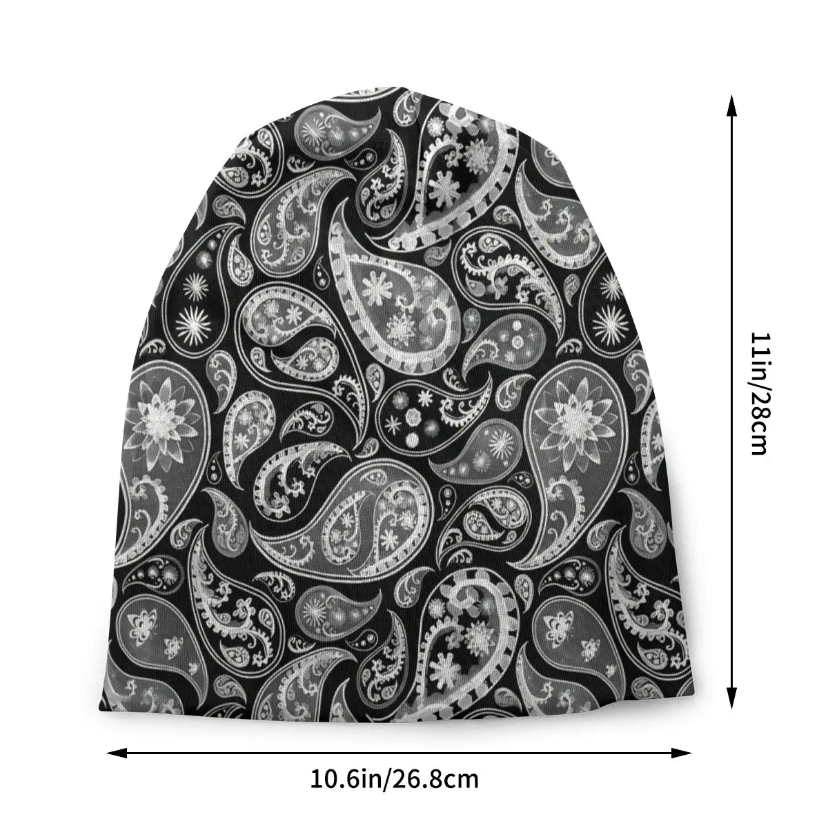 Black And White Fashion Beanie Caps Bohemian Paisley Skullies Beanies Ski Caps Soft Thin Bonnet Hats