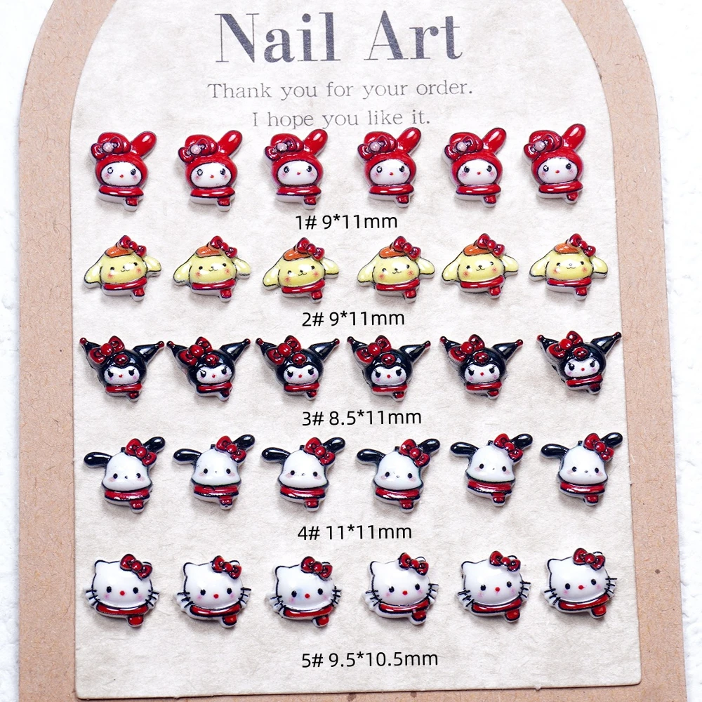 

20Pcs Sanrio Cartoon Resin Hello Kittys Kuromi My Melody Diy Nail Supplies Kawaii Pochacco Pom Pom Purin Nail Art Accessories