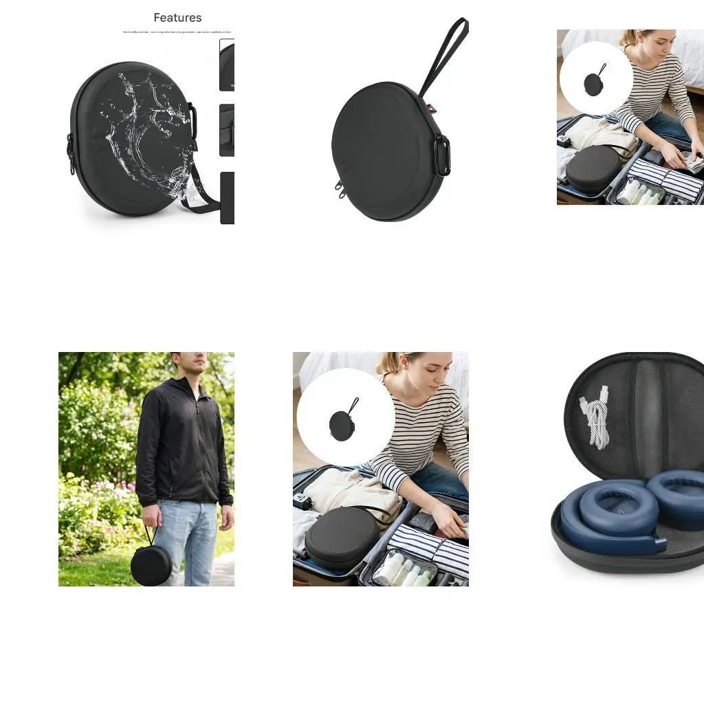 

Universal Hard Shell Storage Case For Medium Small Over Ear Headphones Black D2RC