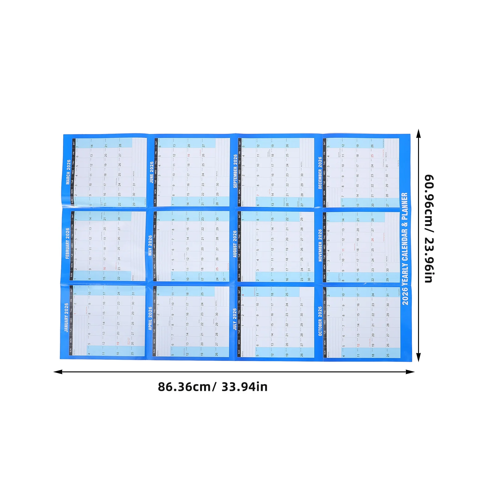 10 Stuks Grote 2026 Muur Kalender Dik Papier Opknoping Kalender Voor Home Office School Droog Wissen Jaarlijkse Planner Jaarlijkse Muur