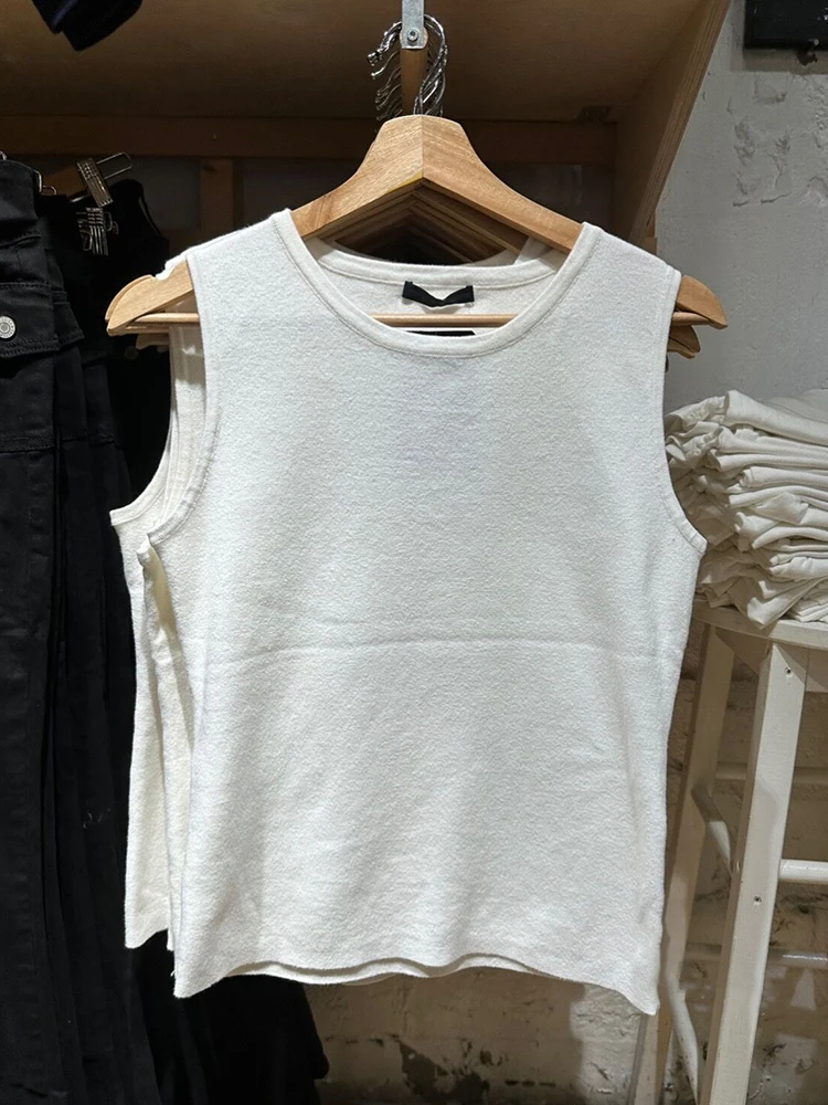 Vintage Solid Basic Knitted Tank Tops Summer Round Neck Soft Cotton Sleeveless Vests Tees Women Harajuku Simple Casual Tops Y2k