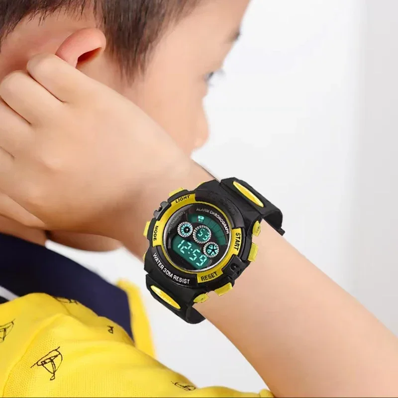 Orologi luminosi per bambini LED colorato flash digitale allarme impermeabile per ragazzi ragazze data settimana orologio alla moda per bambini creativi