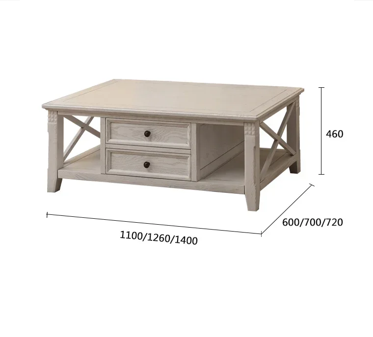 X18 Tavolino da caffè country americano Combinazione di mobili TV piccolo appartamento soggiorno con cassetti tutto in legno massello tè per la casa t
