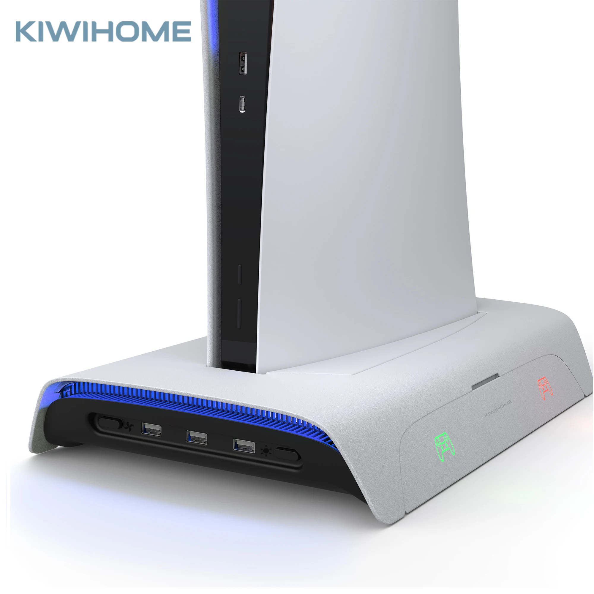 KIWIHOME Stacja chłodząca do PS5 Akcesoria Stojak pionowy z RGB do Playstation 5 Akcesoria do gier do PS5 Akcesoria