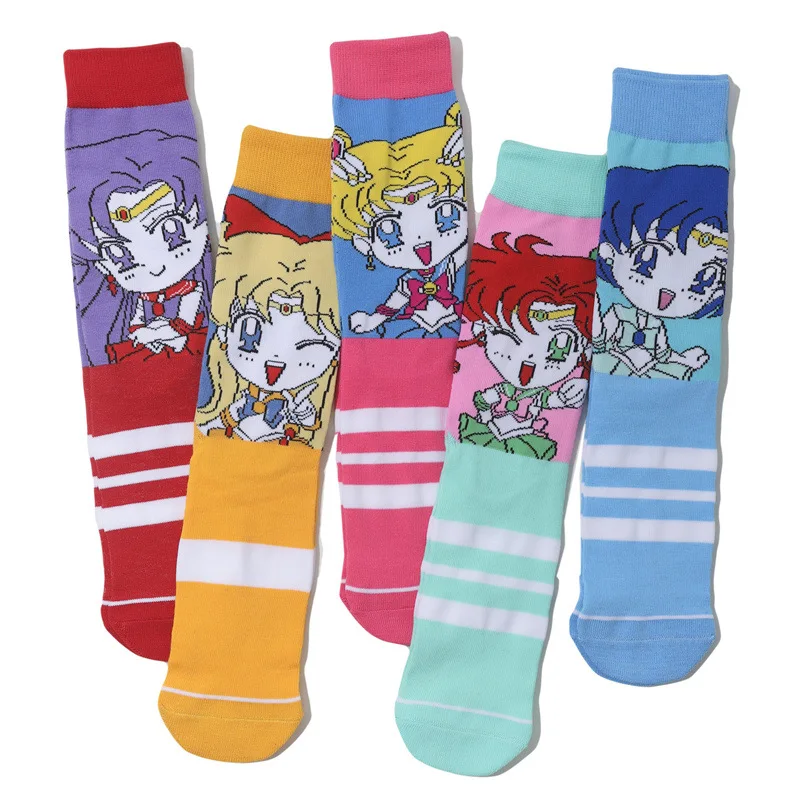 Japanese Anime Sailor Moon Woman Sock for Women Socks Kawaii Fashion Cartoon Sweet Print soft Sox Cotton Spring Summer Sokken