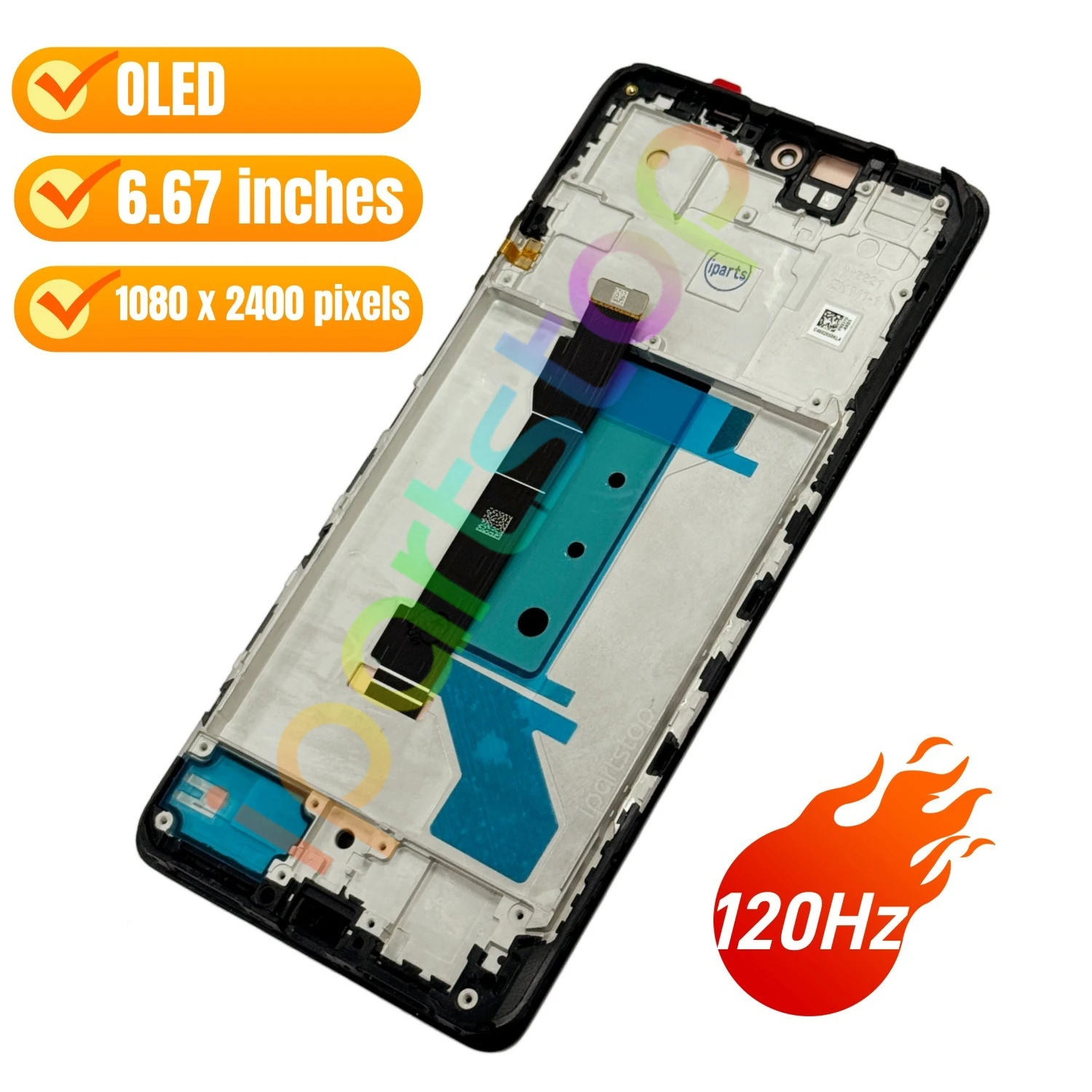iParts Replacement New Display for Xiaomi Redmi Note 12 Pro+ 5G 22101316UCP 22101316UG OLED Touch Screen With Frame Assembly OEM