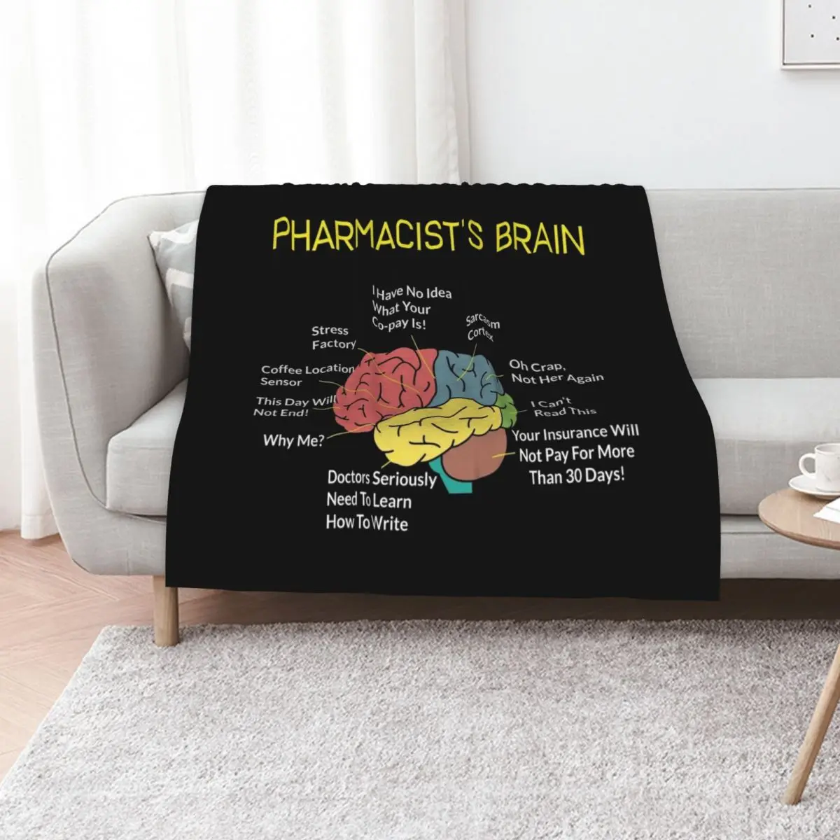 Pharmacist's Brain Funny Pharmacist Pharmacy Tech T-Shirt Throw Blanket Furrys Blankets For Sofas Luxury Blankets