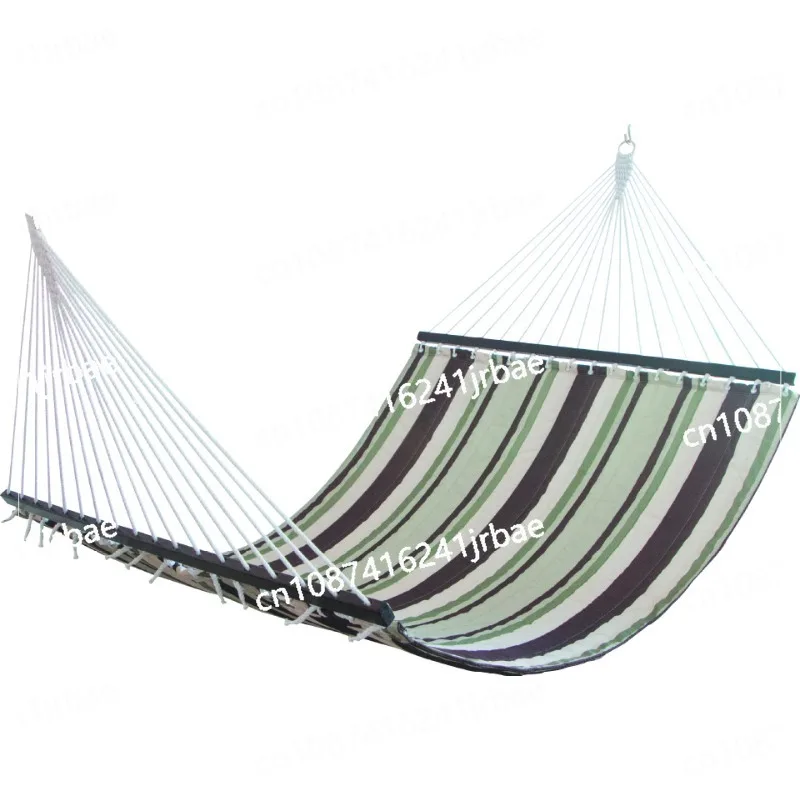 

12 FT Double Quilted Fabric Hammock with Hardwood Spreader Bars Detachable Pillow and Chains for Camping Patio Yard Beach