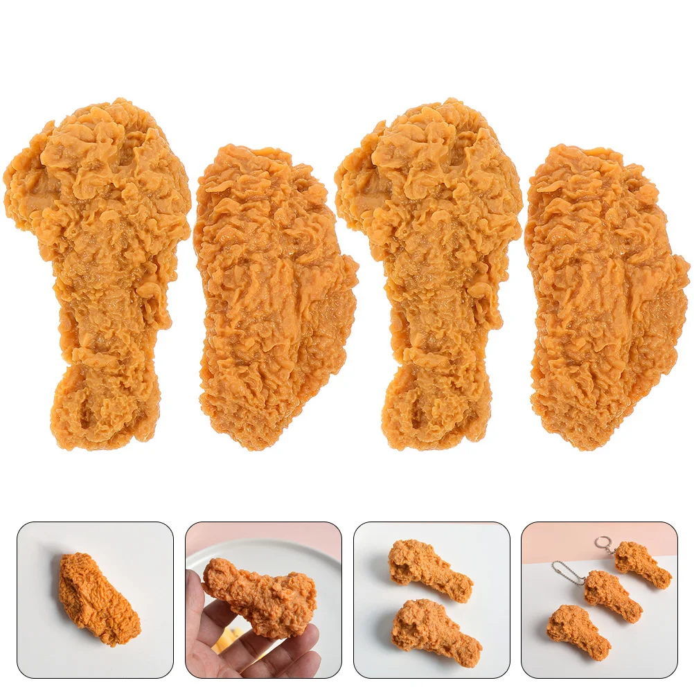 4 Pcs Simulation Chicken Leg Wings Store Accessories Food Simulated Model Pvc Adorable Child Drumstick