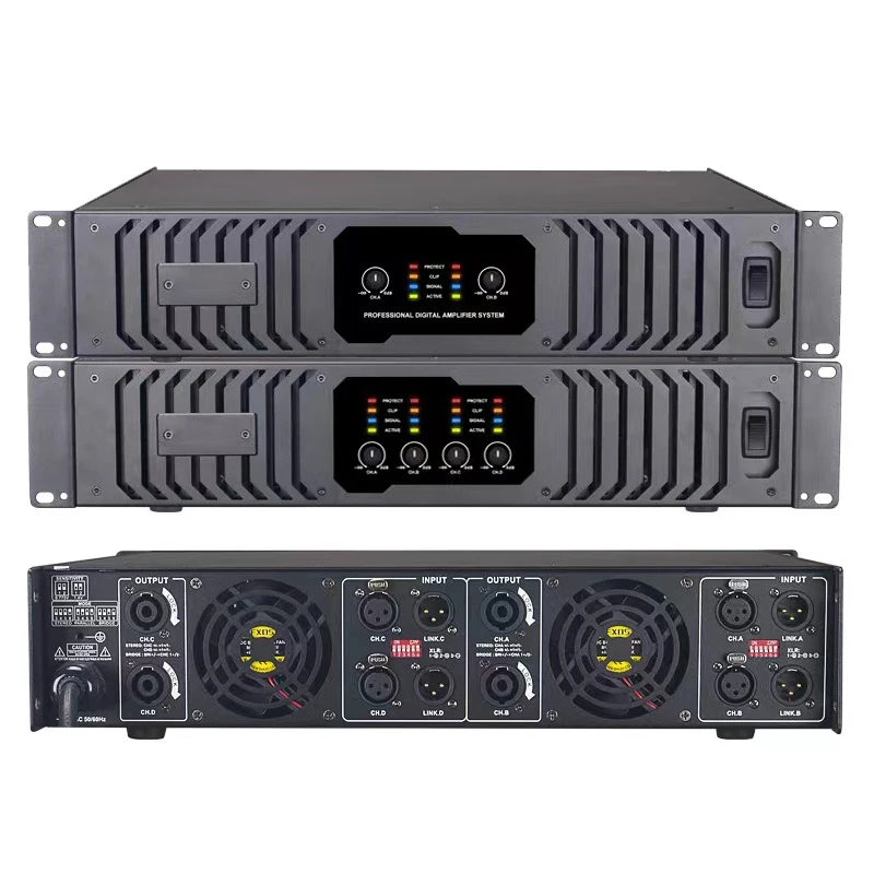 AX Series Professional 2u 1000w 2/4 Channel Power Amplifier Metal Shell for KTV Commercial Concert Meeting Class D