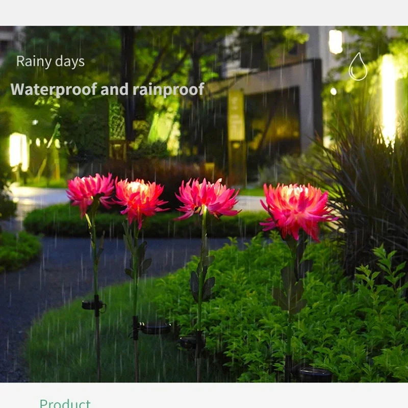 Chrysanthemum LED Solar Light Plug-in Garden Landscape Waterproof Lamp for Courtyard Simulation Flower Lawn Stakes Decoration