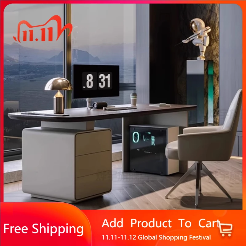 

Minimalist Modern Wood Executive Desk Storage Drawers Designer Studying Home Computer Desks Korean Tavolino Unique Furniture